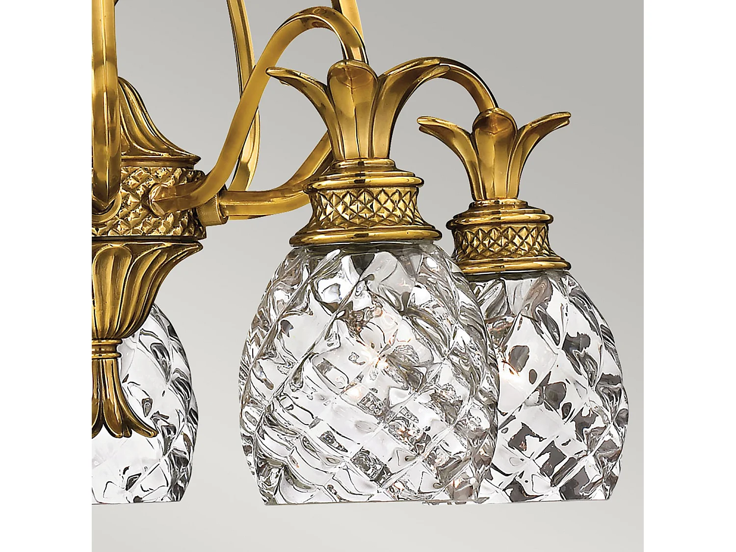 Lampadario Contemporaneo Plantation Ottone Bronzo Brunito Vetro 5 Luci E27