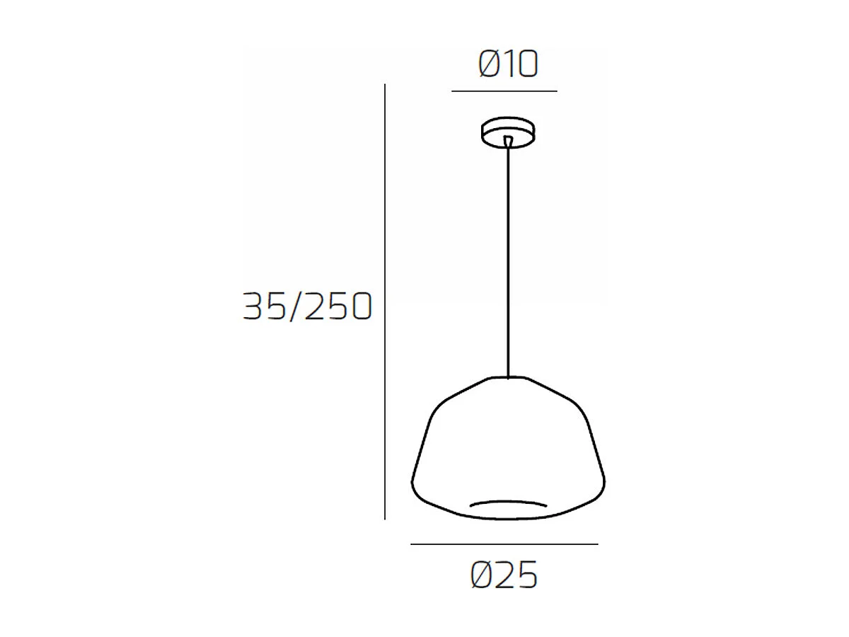 Sosp. Cromo 1 Luce Vetro Alpha Ambra