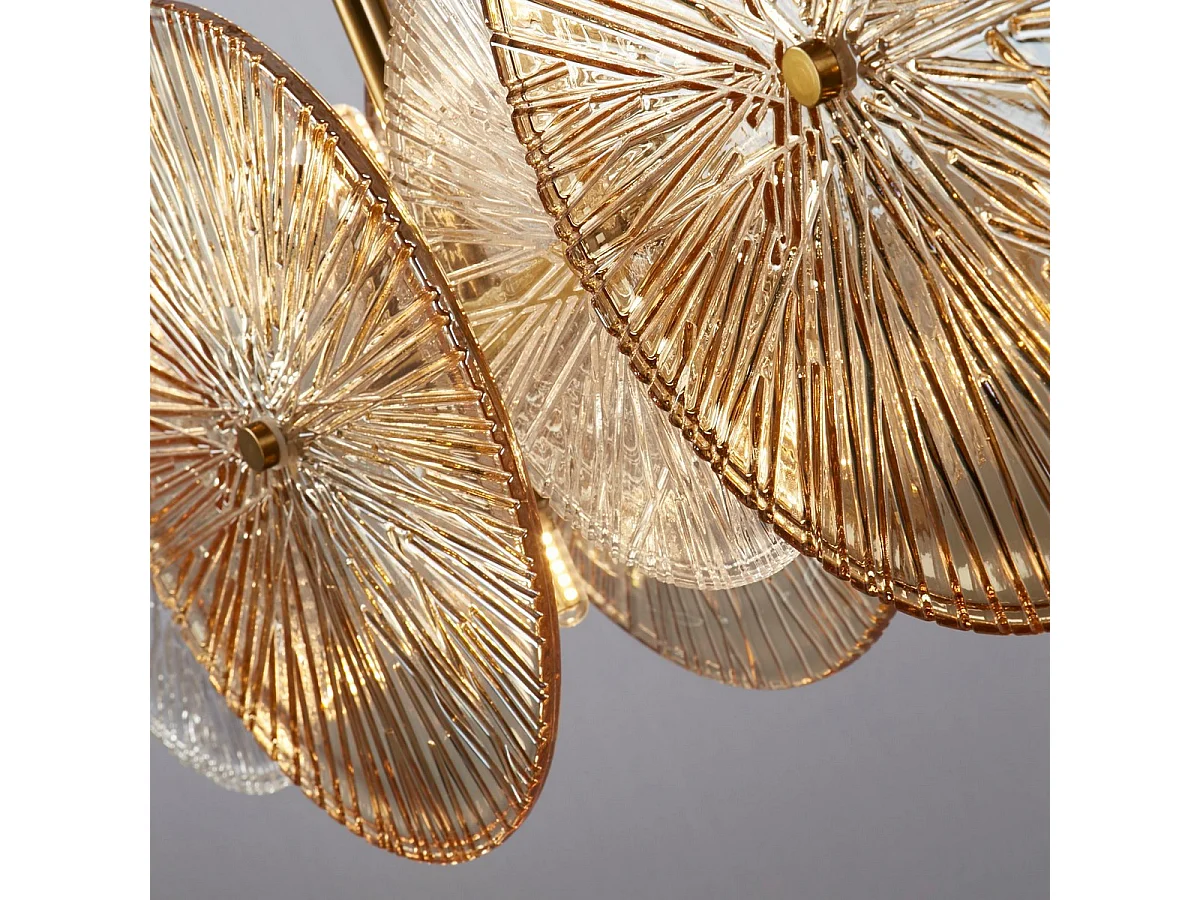 Searchlicht Wagon Wheel 10 Lichtleisten-Anhänger, bronzefarbenes Metall, klares/bernsteinfarbenes Glas