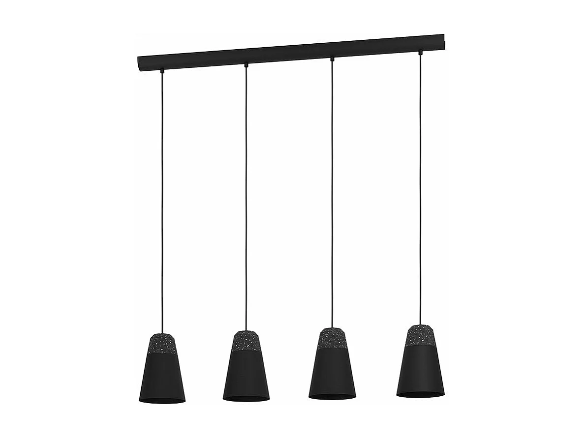 Lampadario Moderno Canterras 4 Luci Acciaio Nero