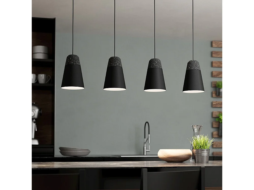Lampadario Moderno Canterras 4 Luci Acciaio Nero