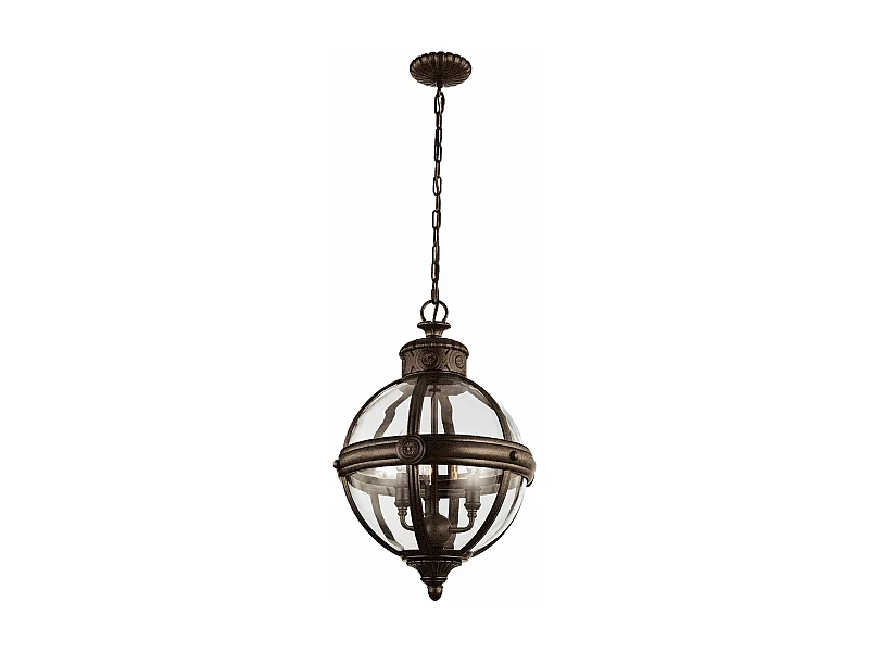 Lampadario Industrial Nordico Adams Acciaio Bronzo Inglese Vetro 3 Luci E14