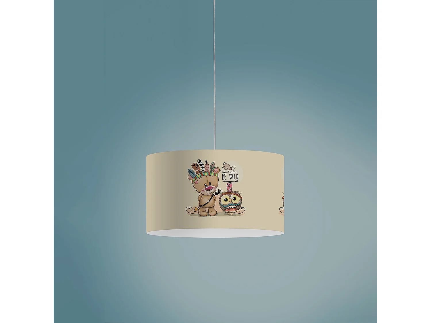 Sospensione Moderna Decokids Polilux ® Grafica Indiano 1 Luce E27 D40Cm