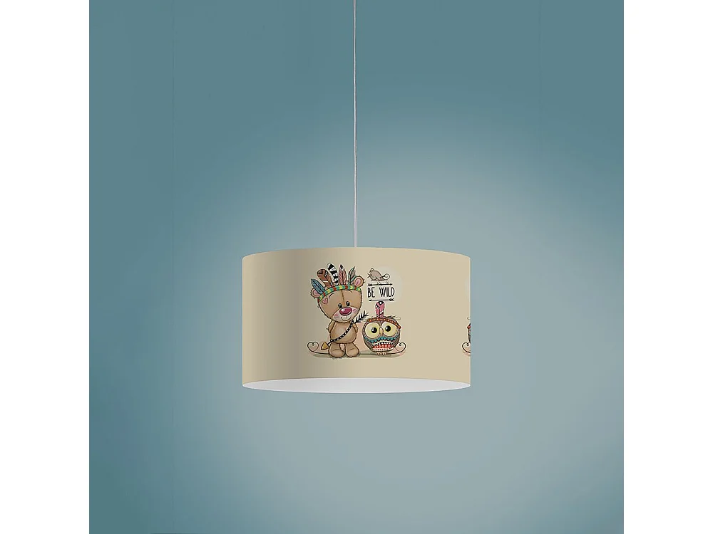 Sospensione Moderna Decokids Polilux ® Grafica Indiano 1 Luce E27 D40Cm