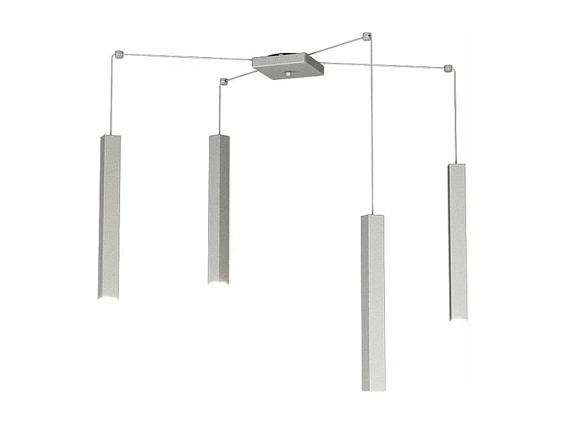 Square Tube Sospensione 4 Luci Grigio Cavo Cm.250 Con Base