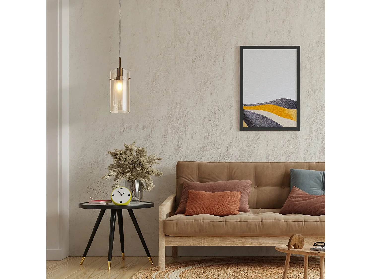 Sospensione Contemporanea Duetto 3 Acciaio Ottone Vetro 1 Luce E14