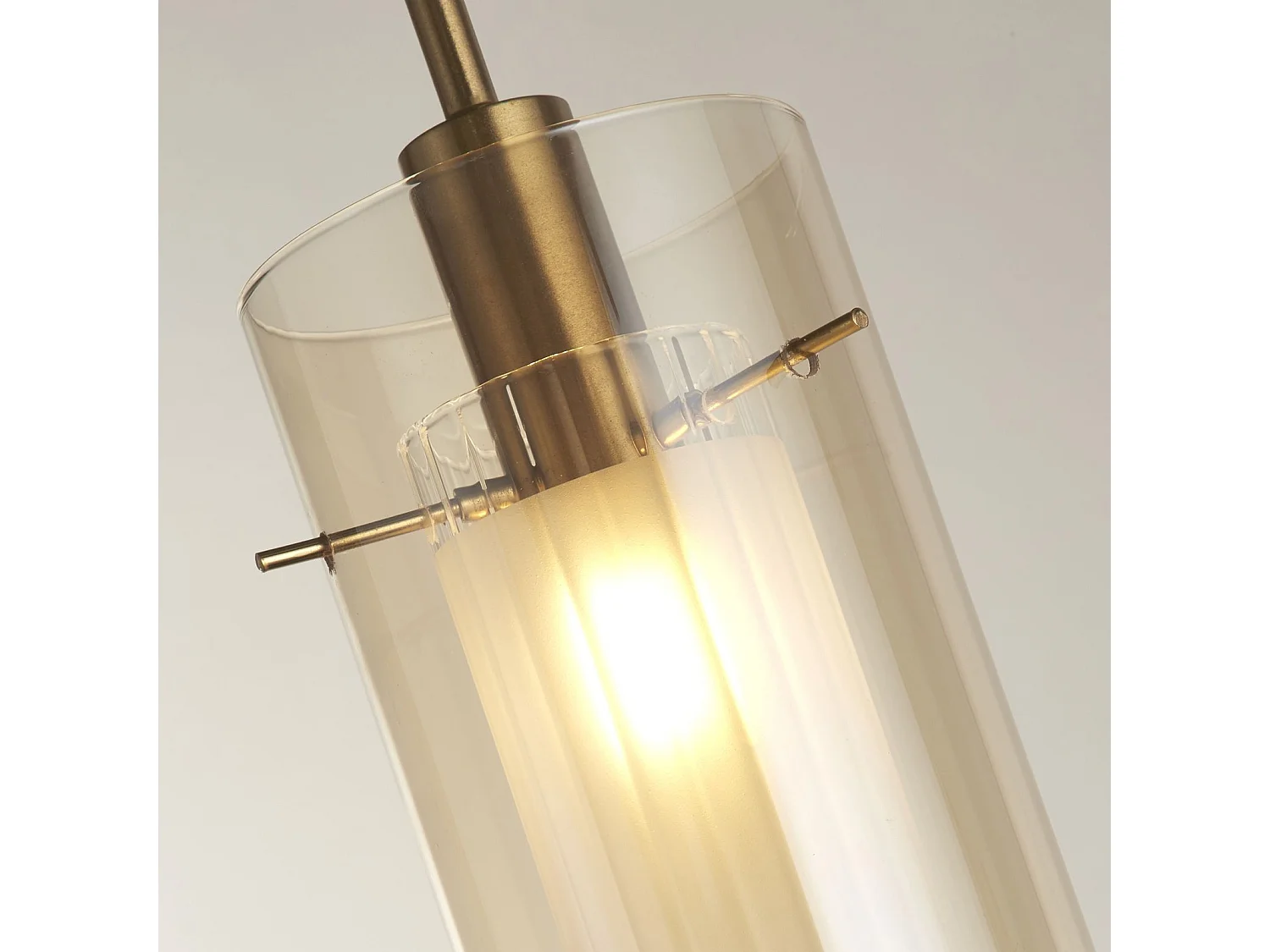 Sospensione Contemporanea Duetto 3 Acciaio Ottone Vetro 1 Luce E14