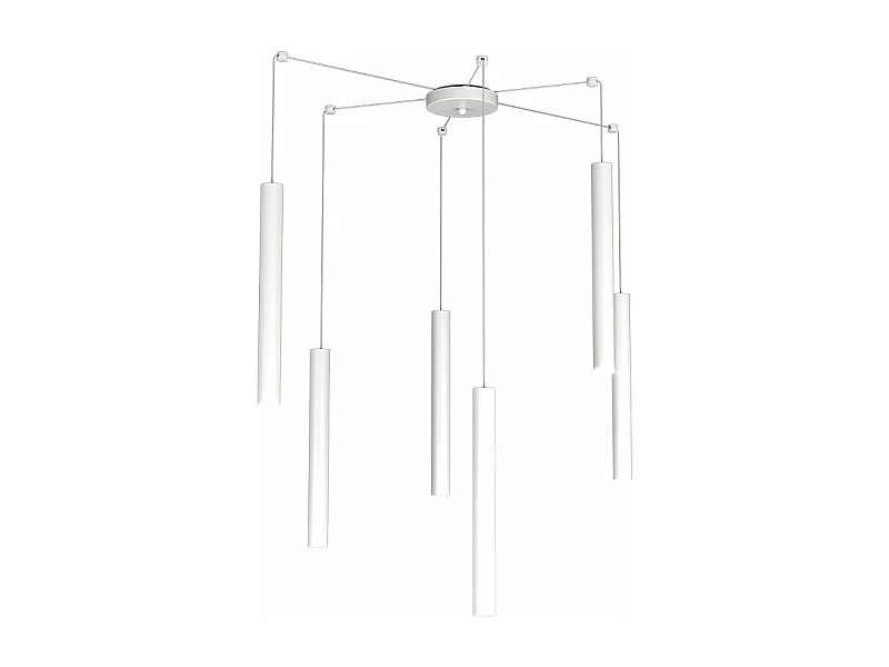 Round Tube Sospensione 6 Luci Bianco Cavo Cm.250 Con Base