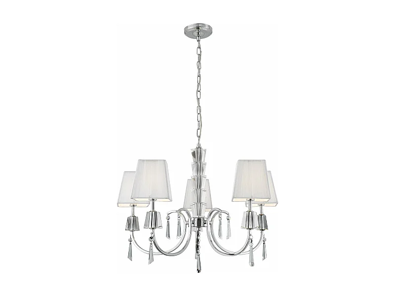 Lampadario Contemporaneo Portico Acciaio Cromo Vetro 5 Luci G9