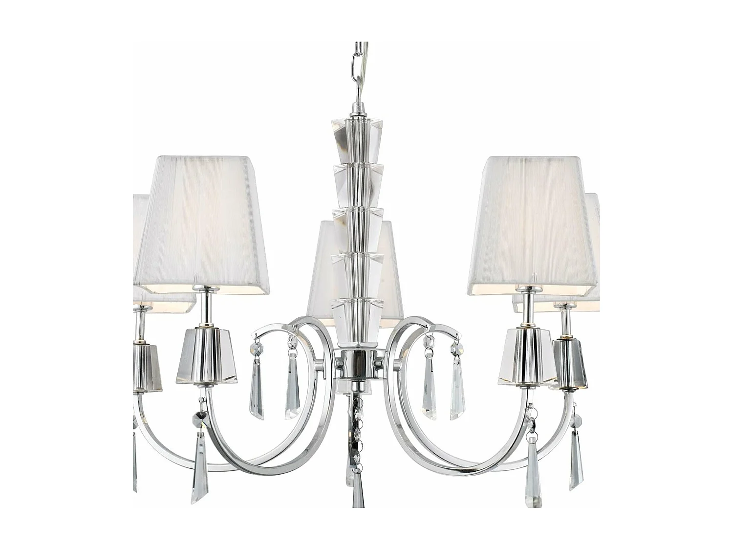 Lampadario Contemporaneo Portico Acciaio Cromo Vetro 5 Luci G9