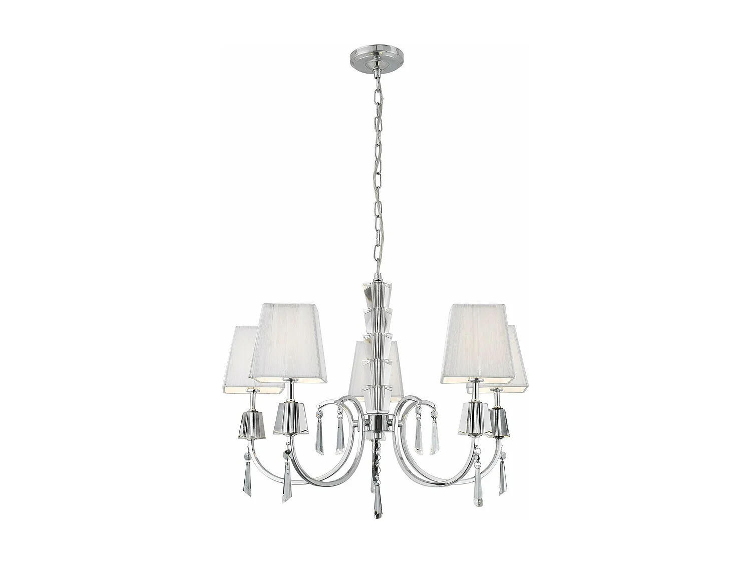 Zeitgenössischer Kronleuchter Portico Stahl Chrom Glas 5 Lichter G9