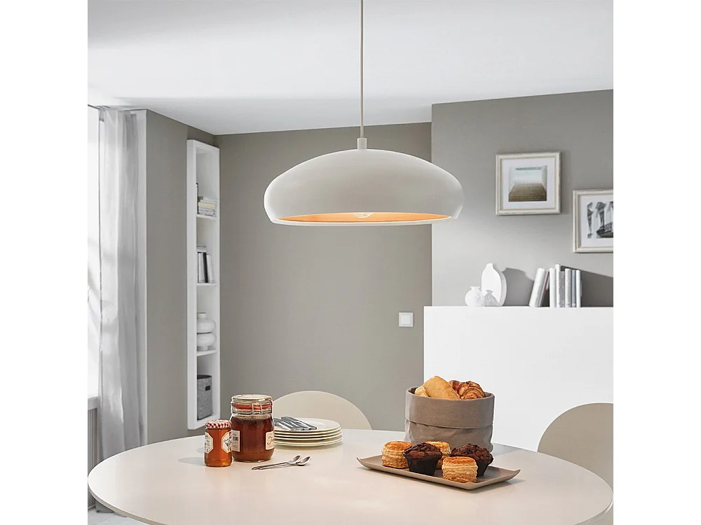 Lampadario Contemporaneo Mogano 1 Luce Acciaio Bianco E Rame