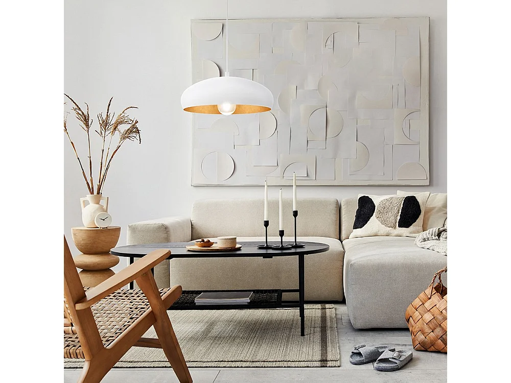 Lampadario Contemporaneo Mogano 1 Luce Acciaio Bianco E Rame