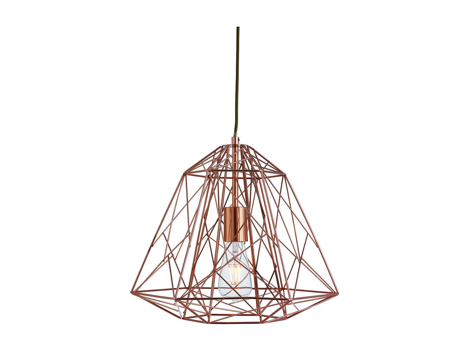 Searchlight Geometric Cage - Sospensione a soffitto a 1 filo di rame, E27