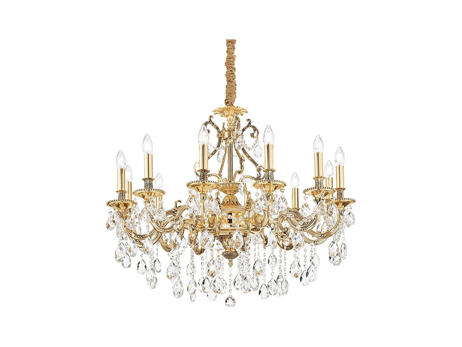Ideal Lux Gioconda Suspension à 12 ampoules dorées