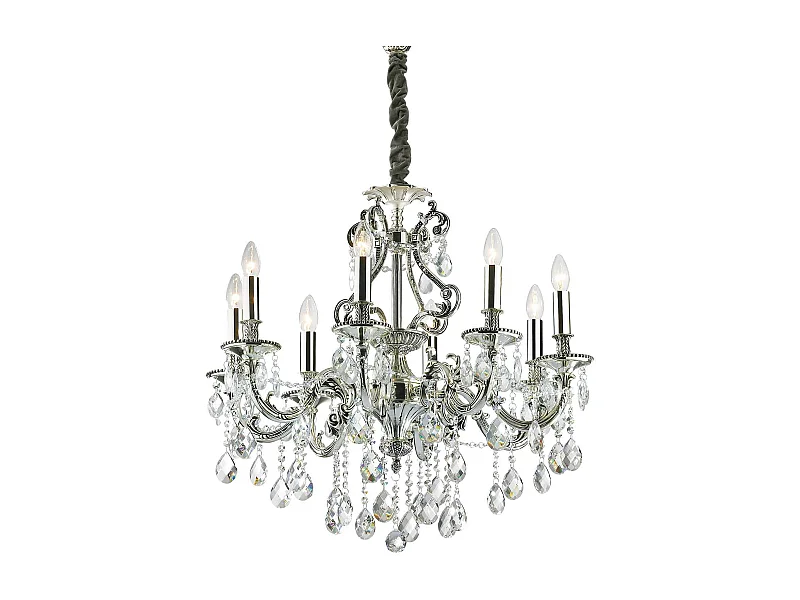 Ideal Lux Gioconda - Lampadario a 8 luci in cristallo finitura argento antico, attacco E14