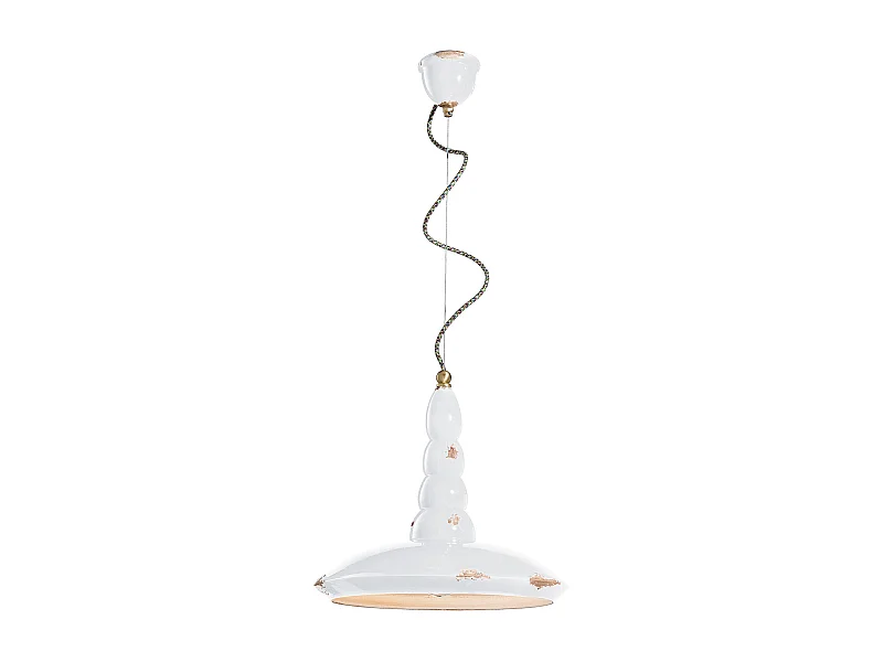Lampadario Vintage Vague Vintage Ferro E Ceramica Bianco 1 Luce E27 40Cm