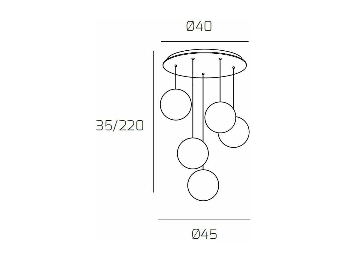 Sospensione Bianco 5 Luci Tonda Vetri Bianco Fog