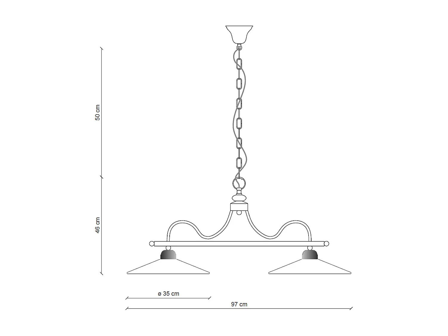 Lampadario Classico Asti Metallo E Ceramica Nero Sfumato Argento 2 Luci E27
