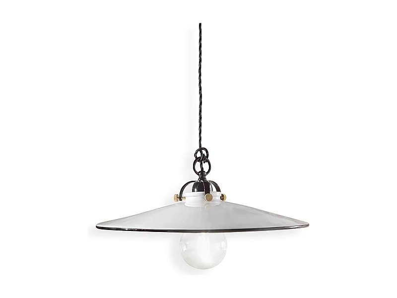 Lampadario Classico Asti Ottone E Ceramica Ferro E Ceramica Nero 1 Luce E27
