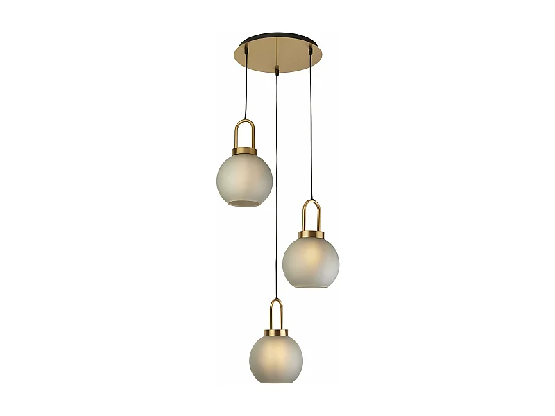 Lampadario Contemporaneo Bucaneve Acciaio Ottone Vetro 3 Luci E27