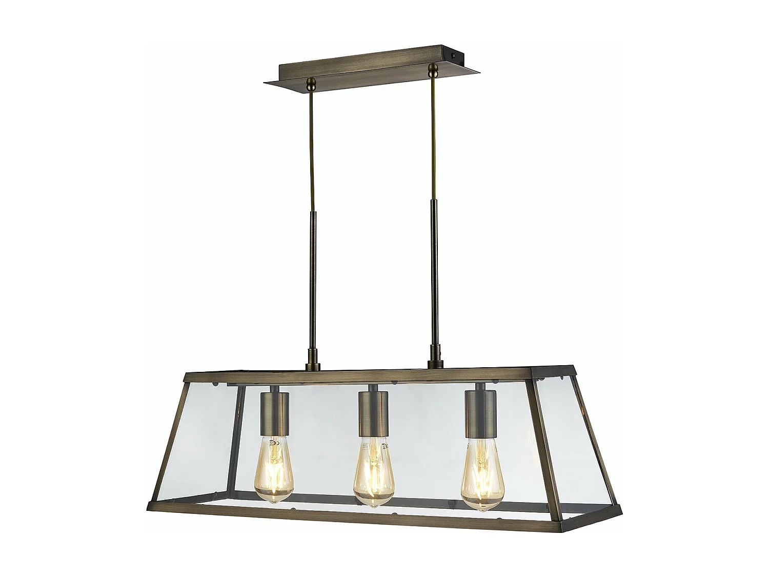 Lampadario Contemporaneo Viaggiatore Acciaio Ottone Vetro 3 Luci E27