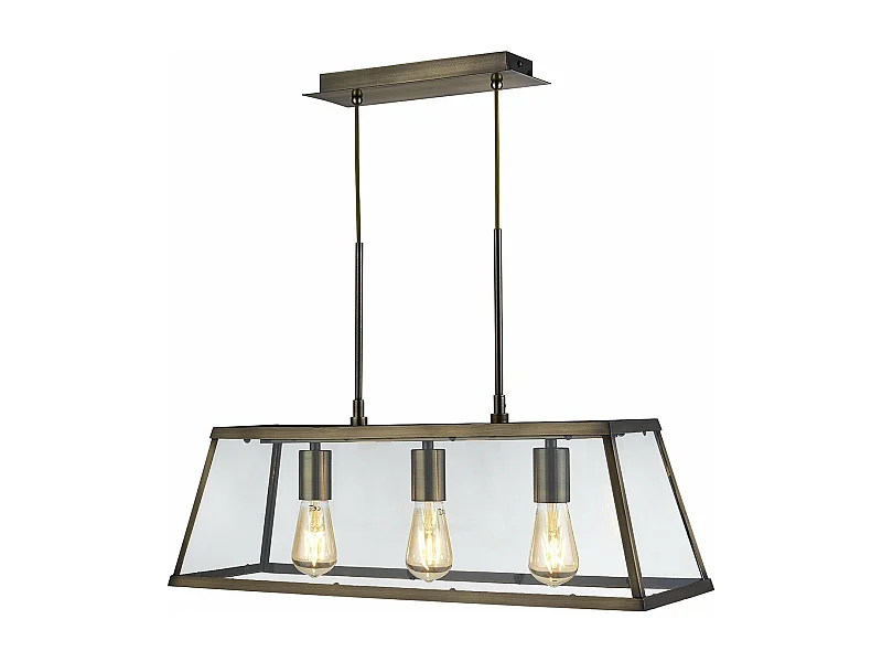 Lampadario Contemporaneo Viaggiatore Acciaio Ottone Vetro 3 Luci E27