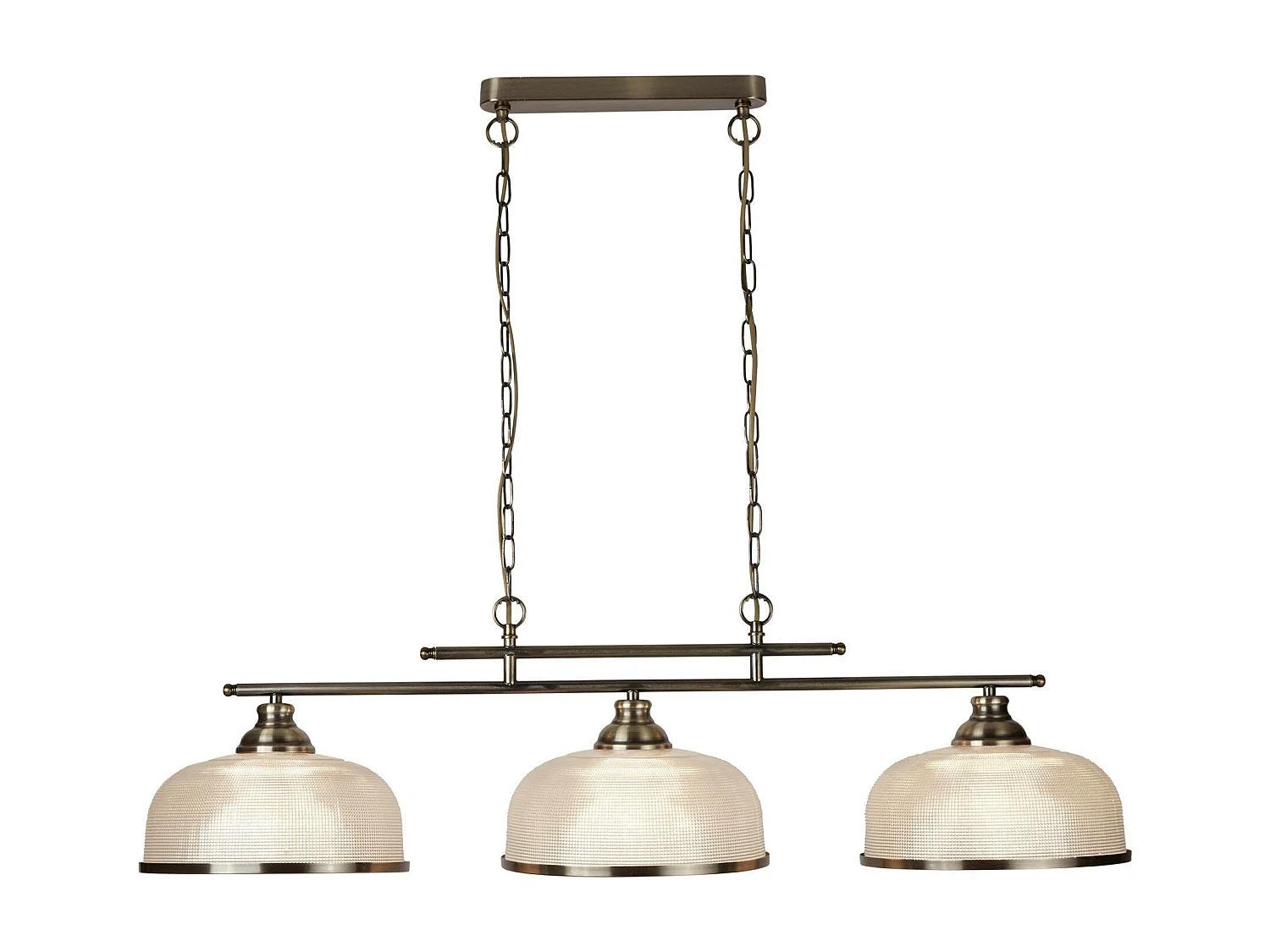 Searchlight Bistro Suspension à 3 ampoules au plafond, blanc, laiton antique avec abat-jour en verre, E27