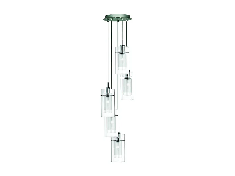 Searchlight Duo 1 Suspension à 5 ampoules en spirale, chrome, verre, E14