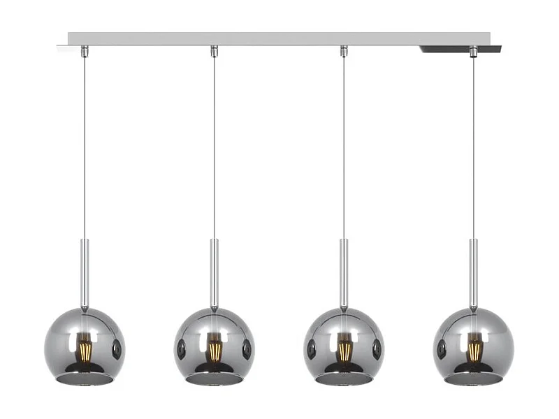 Sosp. Cromo Rettangolare 4 Luci Vetri Tutti Piccolo Cromo