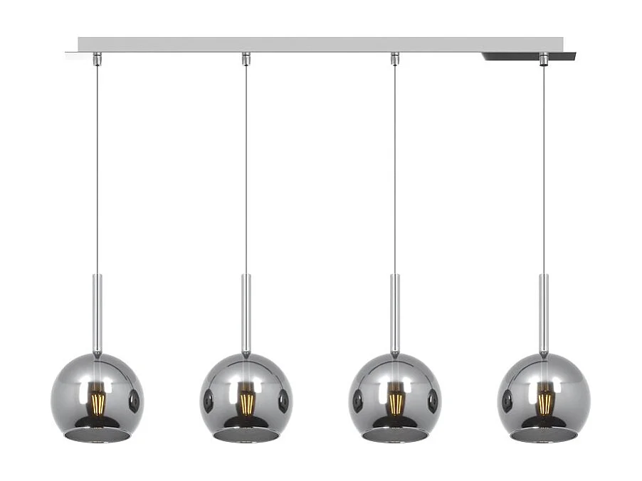 Sosp. Cromo Rettangolare 4 Luci Vetri Tutti Piccolo Cromo