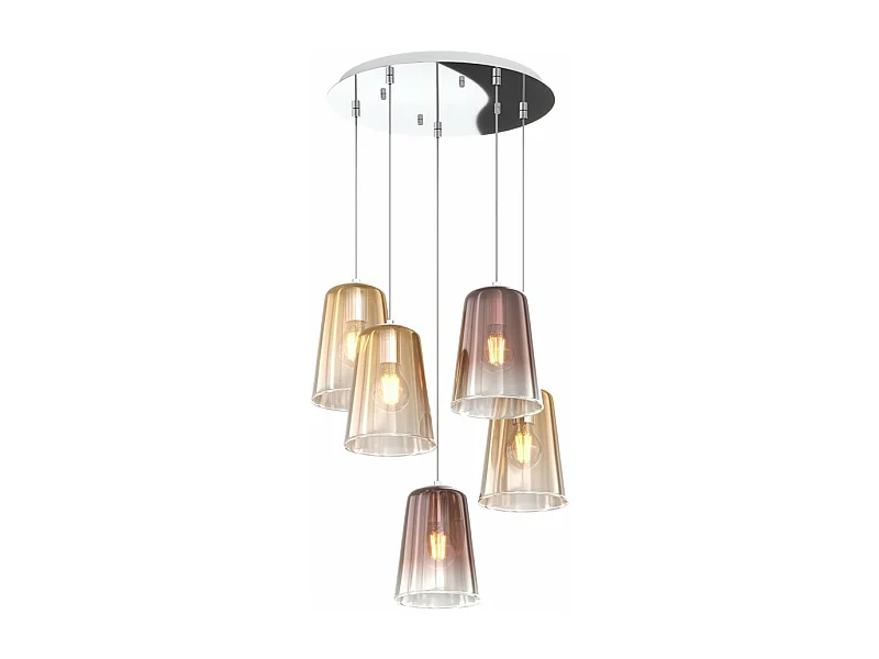 Sospensione Cromo Tonda 5 Luci (3 Am + 2 Ra)