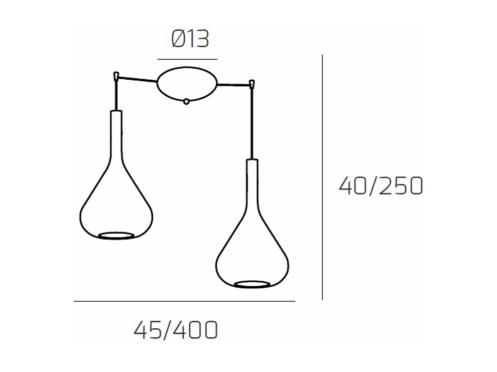 Sospensione Cromo 2 Luci Spostabile Vetri Blu