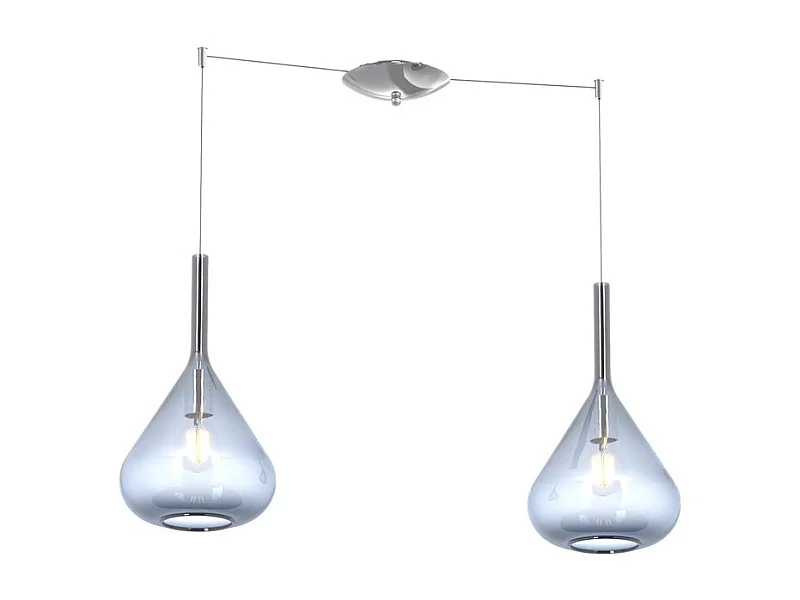 Sospensione Cromo 2 Luci Spostabile Vetri Blu