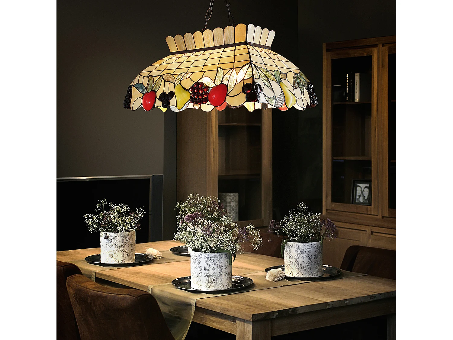 Lampadario Tiffany Vetro Multicolor 2 Luci E27 Piccolo