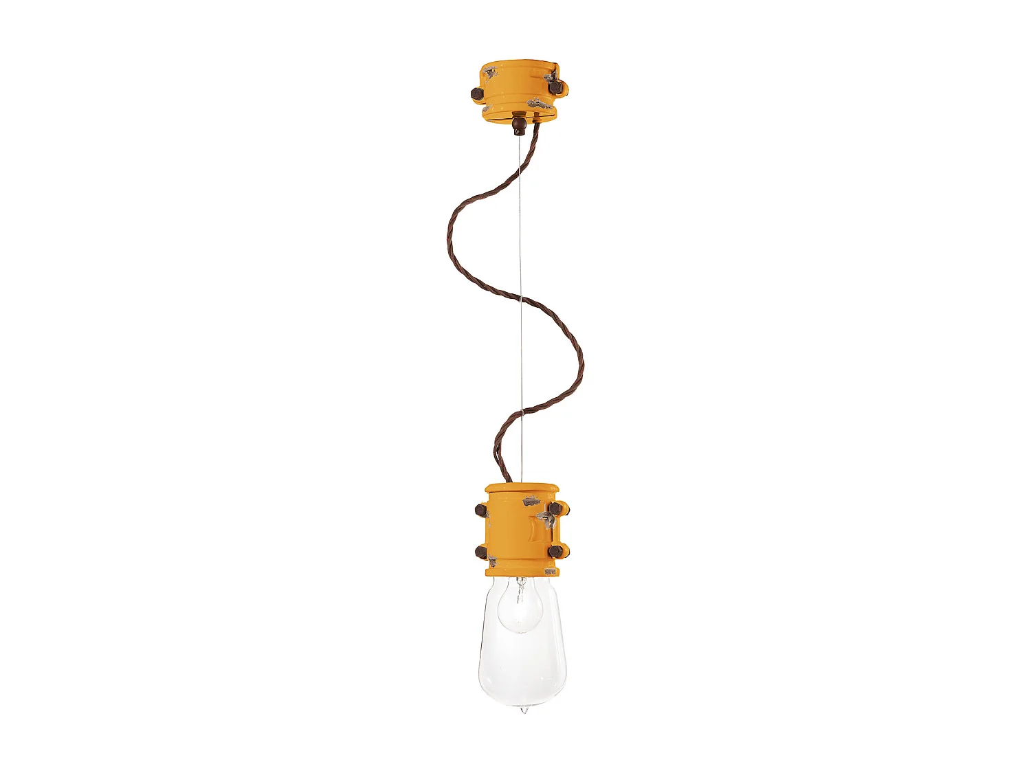 Lampadario Vintage Urban Ferro E Ceramica Giallo 1 Luce E27 12Cm