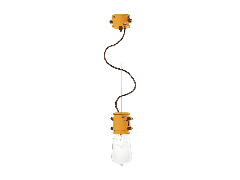 Lampadario Vintage Urban Ferro E Ceramica Giallo 1 Luce E27 12Cm