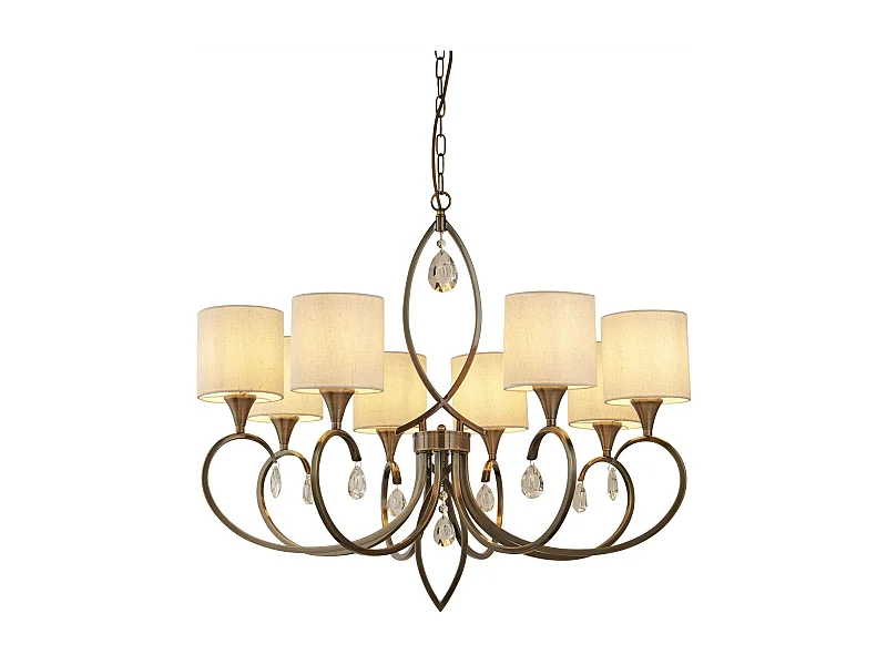 Searchlight Alberto 8 ljus kristall med flera armar ljuskrona krm, antik mssingsfinish, E14