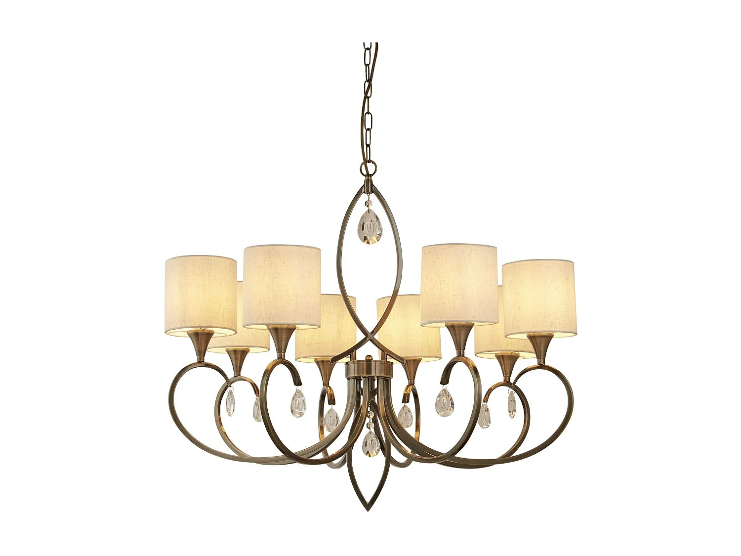 Searchlight Alberto 8 ljus kristall med flera armar ljuskrona krm, antik mssingsfinish, E14
