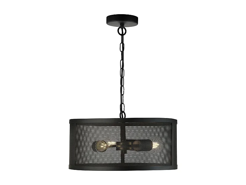 Searchlicht Fishnet - 3 leichte zylindrische Anhänger Mesh Matt Black, E27