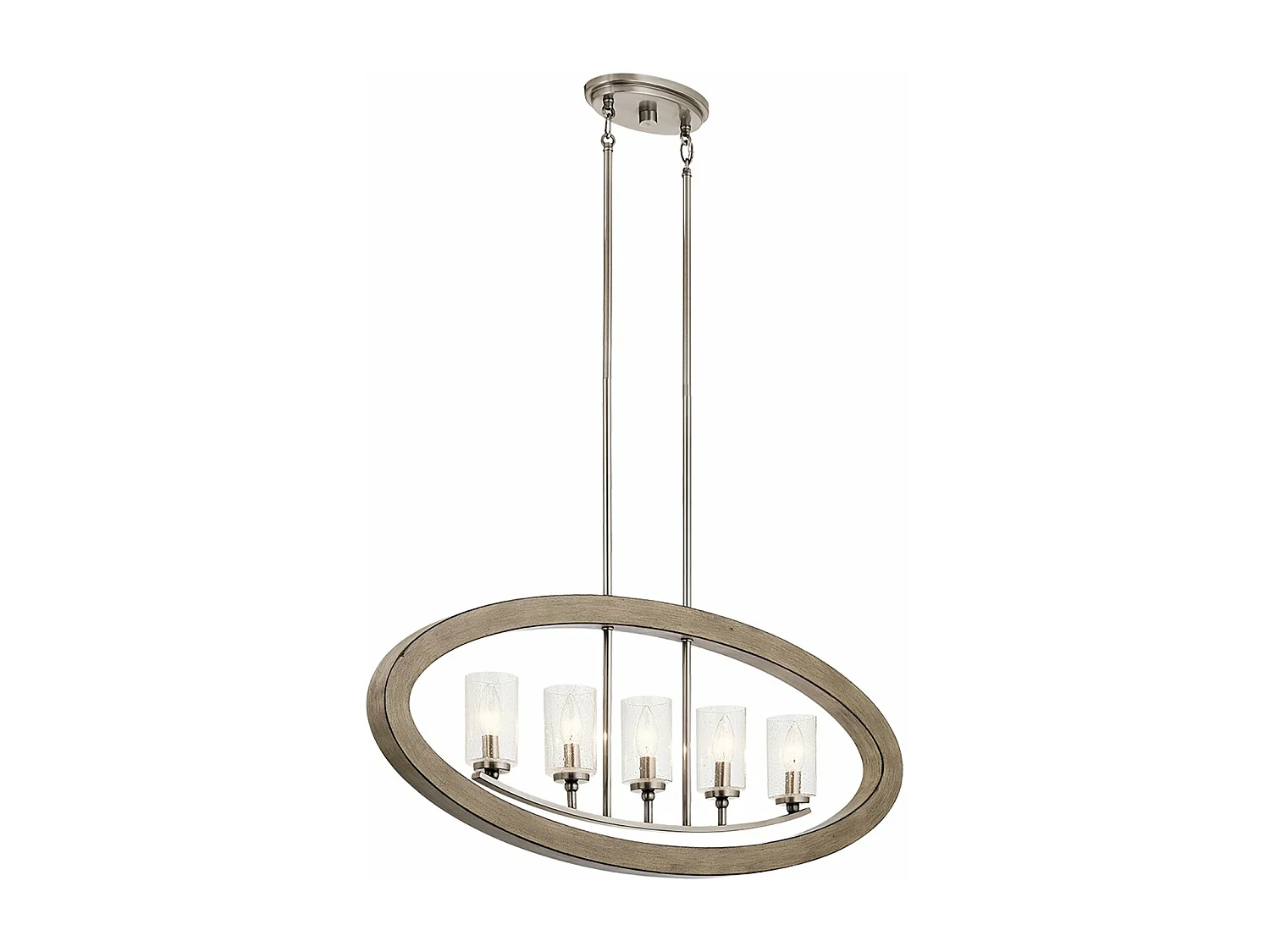 Lampadario Industrial Nordico Grand Bank Acciaio Grigio Antico Vetro 5 Luci E14