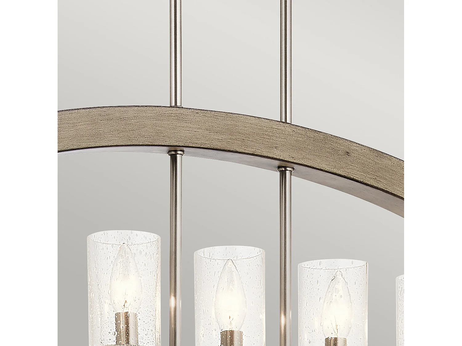 Lampadario Industrial Nordico Grand Bank Acciaio Grigio Antico Vetro 5 Luci E14