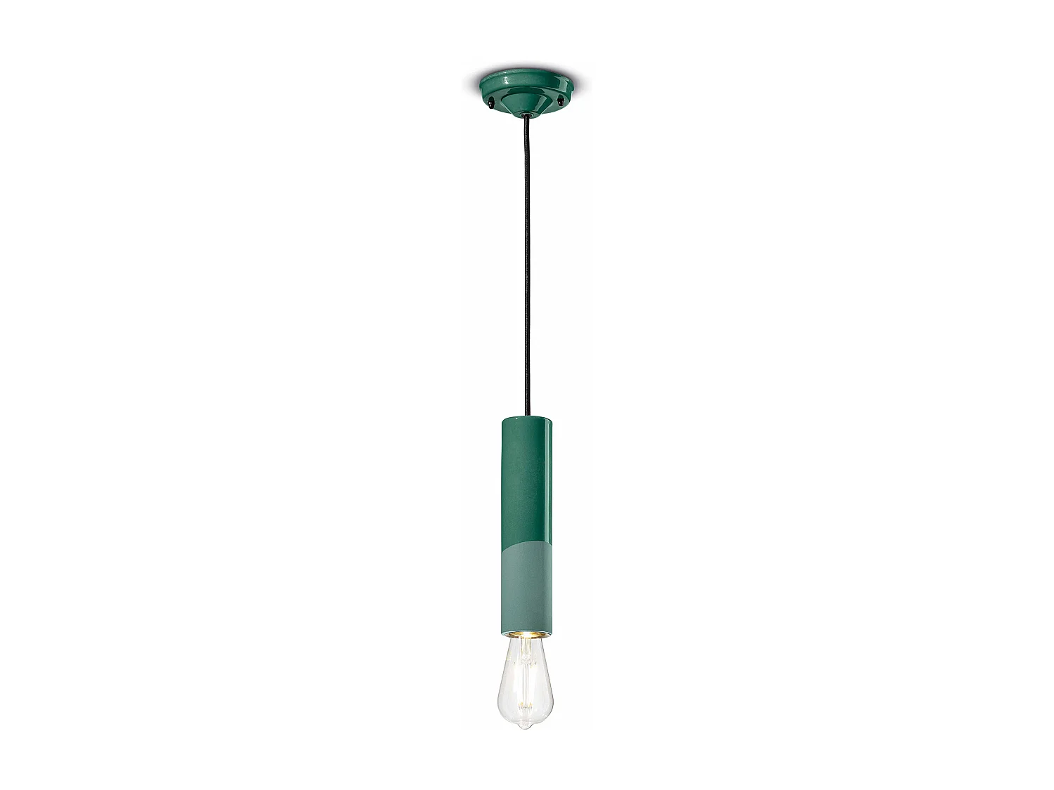 Sospensione Piccola Vintage Decò Pi Ceramica Verde Bottiglia 1 Luce E27