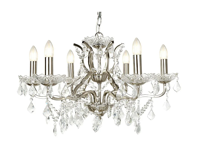 Searchlicht Paris - 6 Leichter Kronleuchter Satin Silber Finish, E14