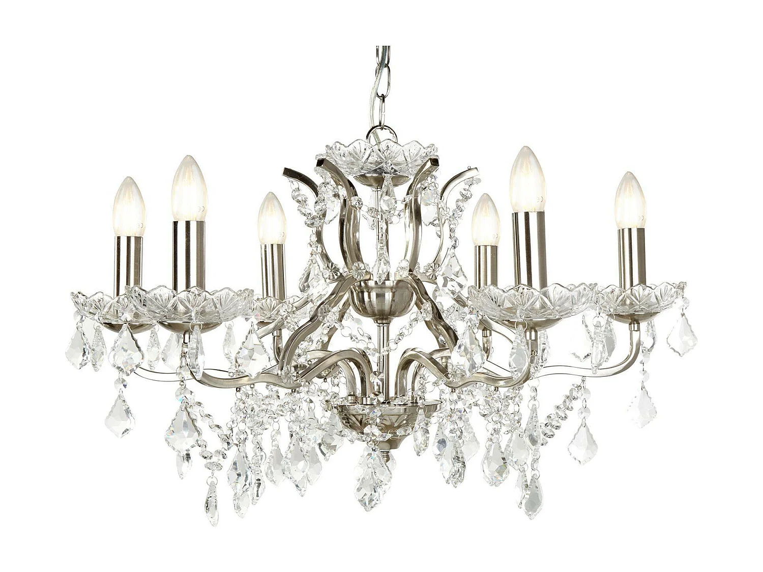 Searchlicht Paris - 6 Leichter Kronleuchter Satin Silber Finish, E14