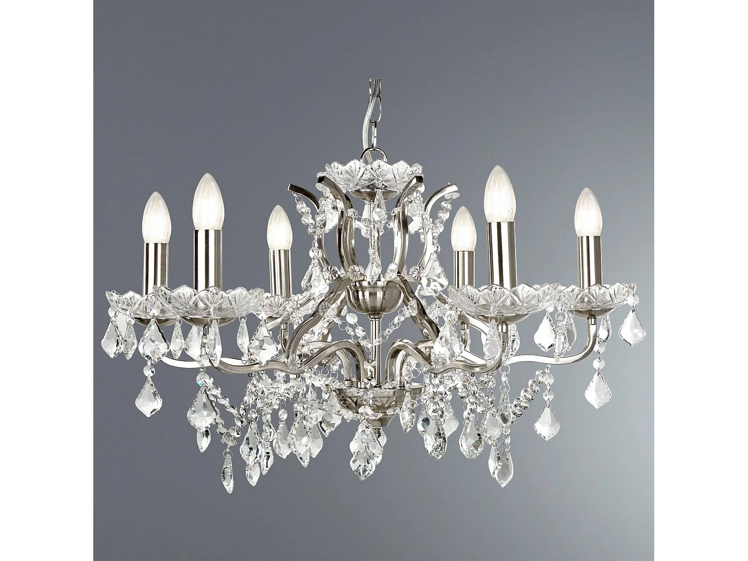 Searchlicht Paris - 6 Leichter Kronleuchter Satin Silber Finish, E14