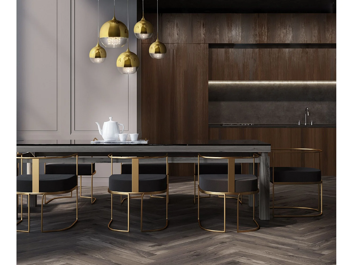 Maytoni Fermi Moderne Fermi 5-Licht-Gold-Cluster-Anhänger-Deckenleuchte