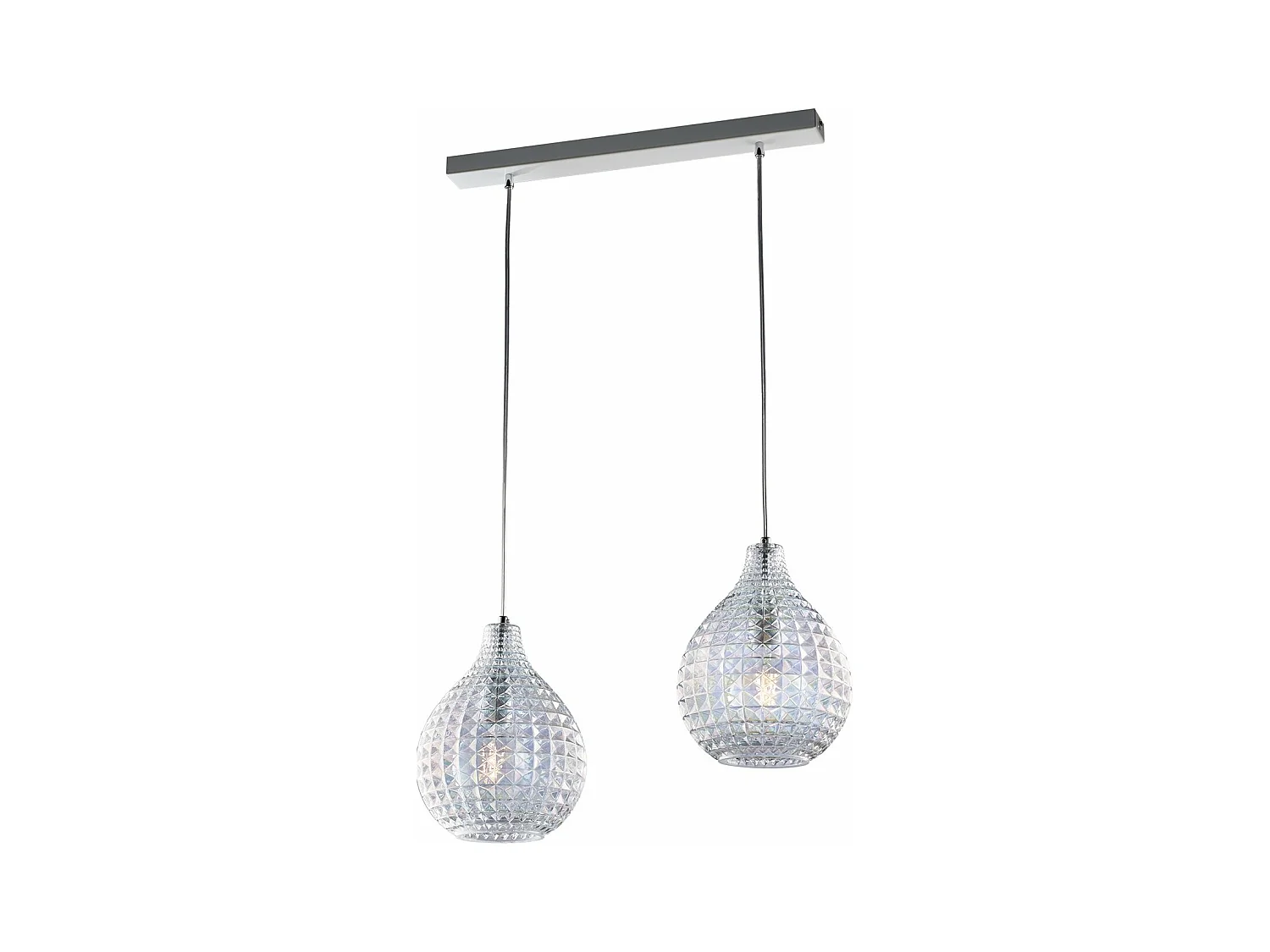 Diamante Pendelleuchte Weiß/Chrom, 2x G9, Glasdiffusoren mit Kristalleffekt, L57x21 cm – BL300-BIN2-TR