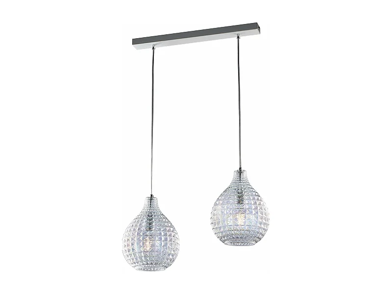 Diamante Pendelleuchte Weiß/Chrom, 2x G9, Glasdiffusoren mit Kristalleffekt, L57x21 cm - BL300-BIN2-TR