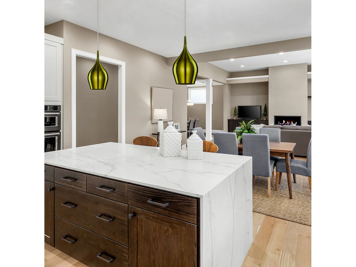 Searchlight Vibrant - Sospensione a soffitto a 1 luce piccola cupola verde, E14